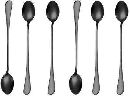 Demitasse Espressolöffel, Kaffeelöffel, 19 cm, Edelstahl-Löffel für Dessert, 6 Stück (schwarz)