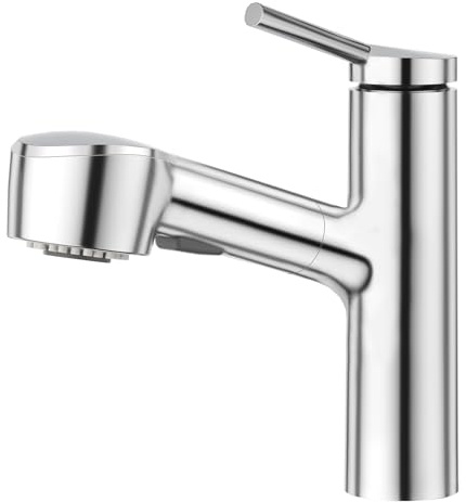 CREA Küchenarmatur Ausziehbar,Wasserhahn Küche mit 2 Strahlarten Geschirrbrause Spültischarmatur mit 2 Modus Brause, Küchenarmatur Hochdruck Mischbatterie Einhebelmischer Armatur,Chrom
