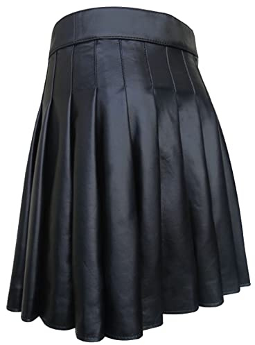 Gladiadores Falda Hombre Pantalones de Cuero Hombres Falda Medieval Escocia Faldas Plisadas Con Cinturón Cuero PU Clubwear Mini Campanas Falda Fur Biker Rocker Motocicleta Falda Corta Slim Fit Sexy