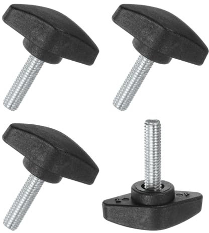 M METERXITY 4-Pack Thumb Screws, M6x25mm Tee Wing Knobs, Plastic T Handles Clamping Knob for Woodworking/Machinery/Equipment, Tightening Thread Thumbscrew [Black]