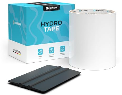 FIXWERK Hydro Tape | Wasserdichtes Reparaturband | selbstklebendes Dichtungsband | Reparatur von Oberflächenrissen für Regenrinnen, Wohnwagen, etc. | 10cm x 150cm (weiß)