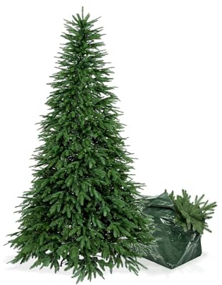 BOP Albero di Natale Orione 180 cm, in PE Real Touch e PVC, Rami Rasoterra, Apertura a Ombrello, Borsa Omaggio, Molto Folto e Realistico