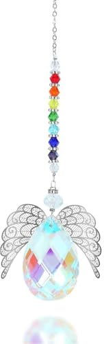 1 Pcs Sun Catcher AB Color Crystal Angel Wing Pendant Handmade outdoor holiday hanging ornament crystal suncatcher hanging crystals