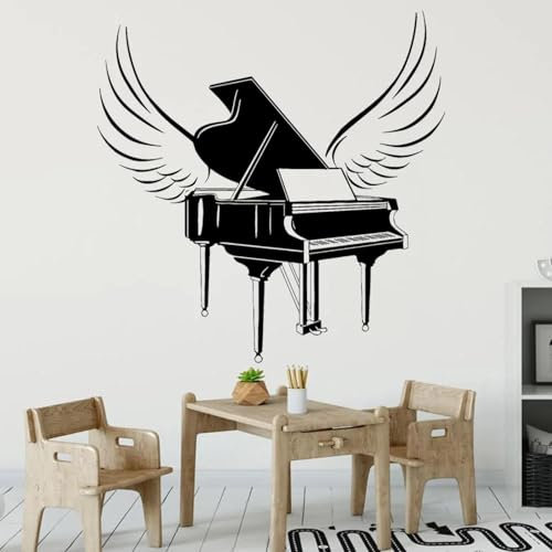 YIBUHANG Vinyl-Klavier-Wandaufkleber, Flügel, Instrument, Melodie, Fensteraufkleber, Musikstudio, Klassenzimmer, Dekor, Wandbild