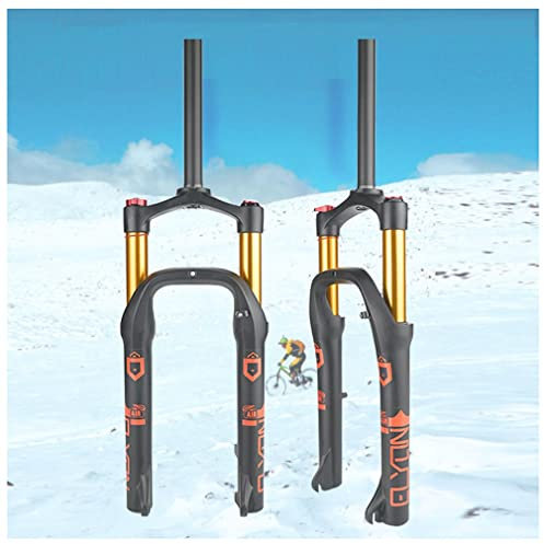 UIOPPOI Fatbike-Gabel, 20 Zoll, Luftfedergabel, Federweg 100 mm, 28,6 mm, gerade Vordergabel, manuelle Verriegelung, für 4,0-Zoll-Reifen, Snow Beach E-Bike