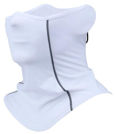 YCKGNL Cagoule Cagoule à Bande réfléchissante, 2 pièces, guêtre de Cou en Soie glacée, Demi-Masque de Cyclisme for Moto en Plein air pour L'ExtéRieur(White)