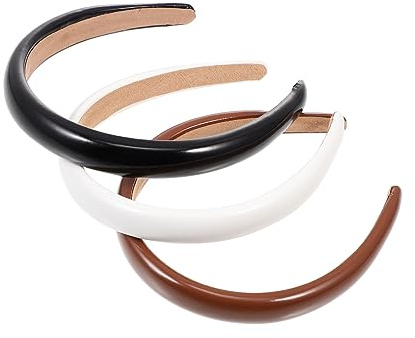 TOVINANNA 3pièces Bandeaux Cuir Verni Pour Cheveux Accessoires Élégants De Couleur Unie Et Confortable Pour Femmes Et Filles