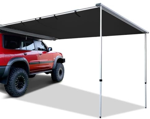 Vehicle Awning Pull-Out Sun Shade Shelter, Adjustable Height Car Side Awnings, Overland Tent Campervan Awning, Roof Tent Camping, Aluminum Alloy Frame, PU5000mm Waterproof UV50+(200x250cm/6.6x8.2ft)