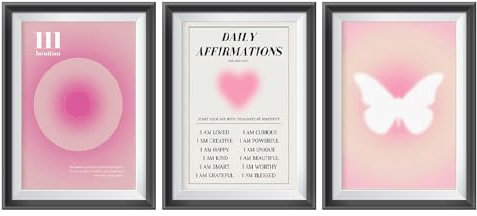 UOCAI Set di 3 quadri da parete 30 x 40 cm Farfalla sfumata stampa su tela, motivo aureola per camere da letto, teen e ragazze