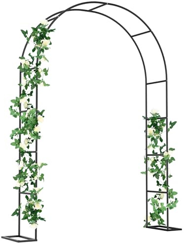 SUBTLETY 192x38x240cm Rosenbögen Metall Rundbogen Witterungsbeständig Rosen Rankgitter Torbogen Rankhilfe für Kletterpflanzen Freistehend Rosengestell für Garten Dekoration (Schwarz)