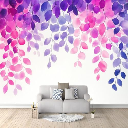 Carta da parati fotografica con motivo di piante ad acquerello, foglie appese, 200 x 140 cm, multicolore, in tessuto non tessuto, stampa moderna, decorazione da parete per camera da letto, soggiorno