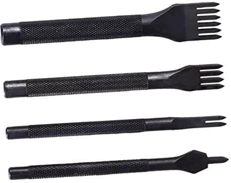 Angoily Juego de Perforadoras para Cuero de 4 Piezas, Acero al Carbono, Fácil de Usar, para Artesanía en Cuero DIY y Costura