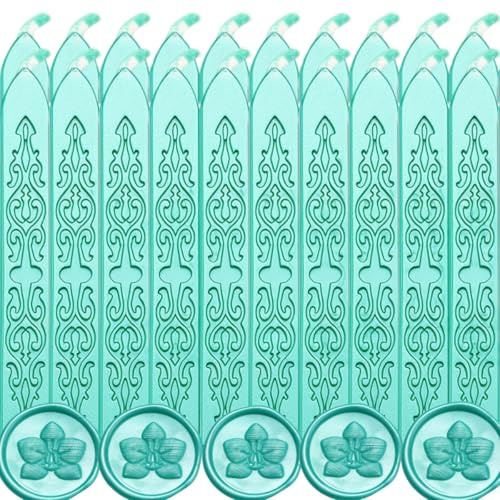 14 PCS Grün Wachs-Siegel-Sticks, Dichtung Wachs Kerze, die einzigartige Dekore für Dankekarte/Halloween/Geschenkverpackung/Krafttasche (14, Grün)