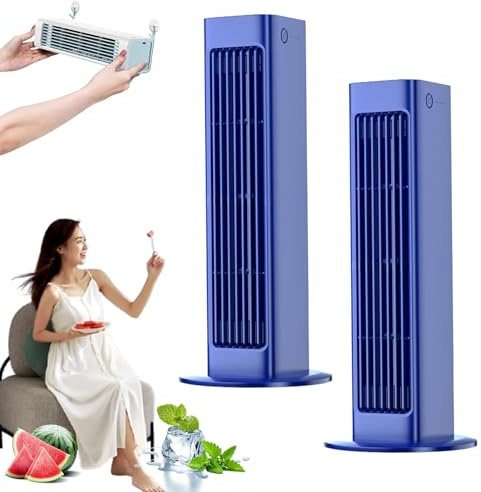 Klimaanlage, Tisch LuftküHler, Ohne Bohren Mit 3 Geschwindigkeitsstufen FüR BüRo, KüChe (Blau*2)