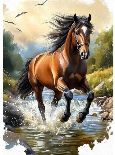 MOGTAA Pferd Diamond Painting Erwachsene, 5D Landschaft Diamant Painting Bilder Erwachsene Anfänger, DIY Full Drill Diamant Malerei Bilder für Home Wand Dekor 30x40cm