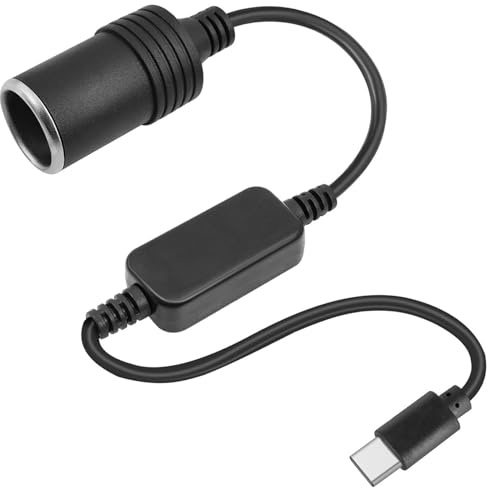 Powice USB C Zigarettenanzünder Adapter, 12W USB C Stecker auf 12v Auto Zigarettenanzünder Buchse Adapter für Auto-Recorder, Streaming-Rückspiegel, Dashcam, GPS, Auto LED Lichtstreifen, 40cm