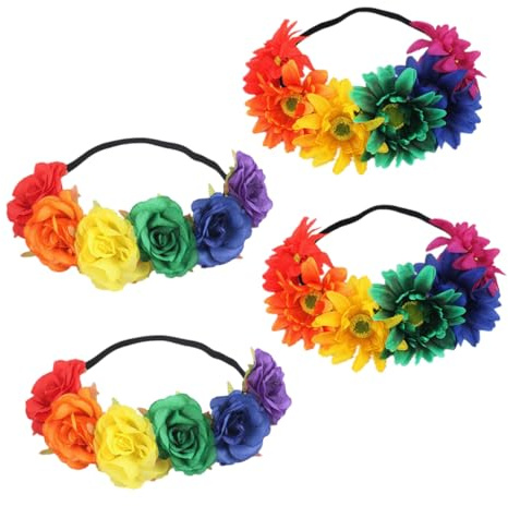 BAZEITFLOW 4 Stück Braut Stirnbänder aus Stoff mit Blumenmuster Farbenfrohe Haarbänder für Damen Hochzeits Braut Accessoires für Party und Fest