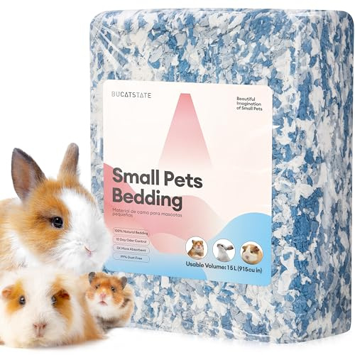 BUCATSTATE Biancheria da letto per criceti da 15 l, 99% in carta anti-polvere, controllo degli odori, comoda lettiera per piccoli animali per ratti, criceti siriani, gerbilli (blu oceano)