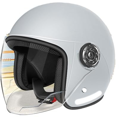 Frcychri Roller Helm Jethelm Mit Visier, 3/4 Offener Motorradhel, Mopedhelm Motorradhelm Scooter Helm Atmungsaktiv, ECE Zertifiziert, Für Herren Damen Skateboard Helm B,X-Large
