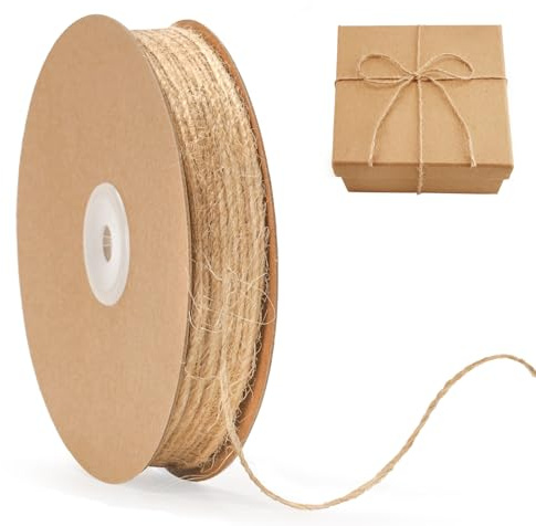 G2PLUS 1.5mm Brown Jute String Twine, 100m Gift Wrapping String for DIY Crafting, Gardening, Decoration, 2Ply
