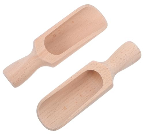 DECORNIJIA Cucharas Medidoras de Madera Natural 2 Piezas Cucharas Grandes de Haya para Azúcar de Baño y Cereales Utensilios de Cocina para Tarros Uso Múltiple en Cocina y Baño
