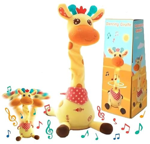 Genérico Jirafa Musical De Peluche, Lindo Baile Interactivo Hablando Cantando Juguete de Jirafa, Peluche Musical Iluminado Que Repite Lo Que Dices (Versión con batería)