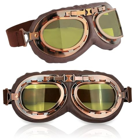 Gafas Aviador Gafas Moto Vintage Gafas de Ciclismo Gafas Motocross Gafas Casco Moto Gafas Motorista Gafas a Prueba de Viento Gafas de Motocicleta Adecuadas para Actividades Aire Libre (Amarillo)