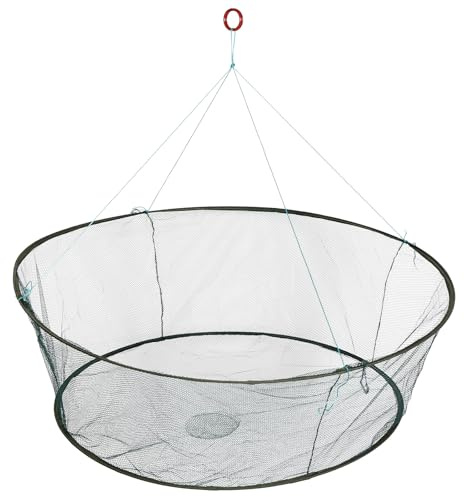 Abaodam Portable Foldable Fishing Net 100cm Diameter Crab and Shrimp Trap Landing Net for Pond and Dock Use Nylon Mesh Fishing Cage