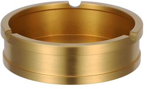 SHINEOFI Cenicero de Mesa de Latón Cepillado Dorado, Cenicero Vintage Compacto para Escritorio y Comedor, Contenedor de Colillas Portátil para Decoración Interior y Exterior