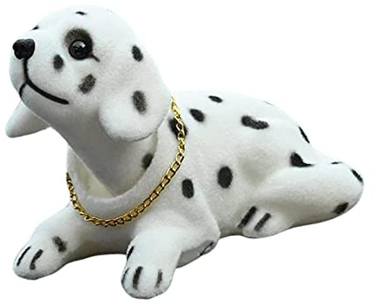 Cute Bobblehead Dog Figurine with Wobbly And Nodding Head – Ideal As Decoration for Car, Dashboard Or Table, Spotty Dog