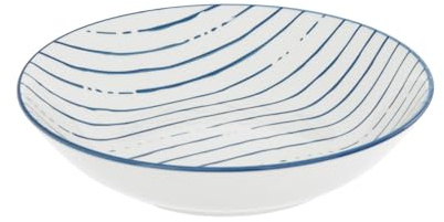 KASANOVA Piatto fondo bianco righe blu porcellana Mix e Match