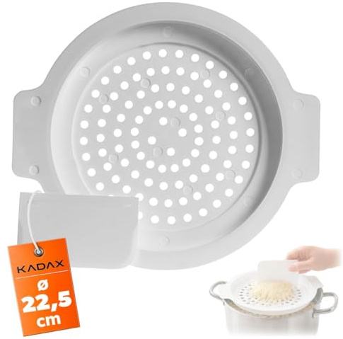 KADAX Spätzlesil Ø 22,5 cm med skrapa, spätzlrivjärn av plast för enkel tillverkning av hemlagad Spätzle & Knöpfle, spätzlehyvel för krukor, spätzlepress