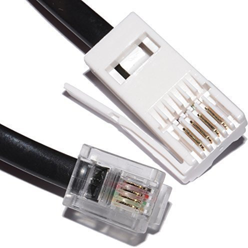 3M Fax Telephone Phone Modem Cable Lead RJ11 to BT Plug Phone Socket - Black