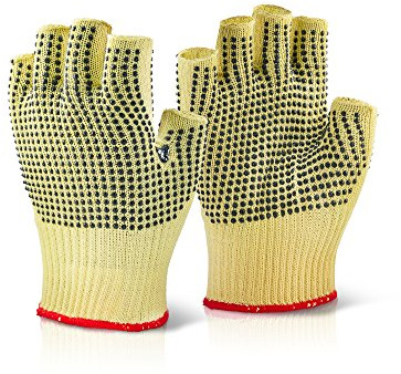 BeeSwift KFLGMWD10 Click Kutstop Gloves Kevlar Fingerless Dotted Size 10