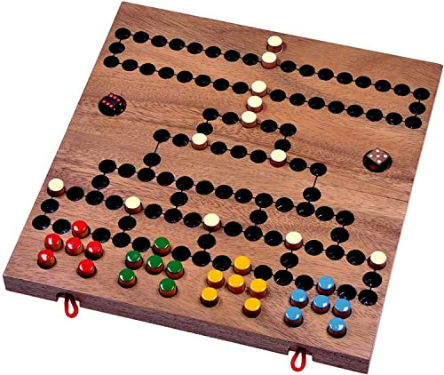 LOGOPLAY Blocco, Gioco di Dadi, Gioco di Strategia, Gioco di Società, Gioco da Tavolo in Legno Con Tabellone Pieghevole (Bianco)