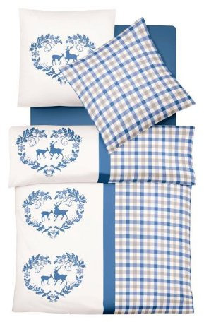 fleuresse Feinbiber Bettwäsche Davos blau 155 x 220 cm bunt