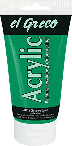 KREUL 28516 - El Greco Acrylic, 150 ml Tube in chromoxidgrün, hochpigmentierte, glänzende Acrylfarbe in Studienqualität, buttrig vermalbar, für pastose Malerei