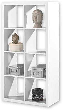 STYLE Modernes Würfelregal Weiß, ideal für Faltboxen - Praktisches Raumteiler Regal mit offenen Fächern - 77 x 147 x 38 cm (B/H/T)