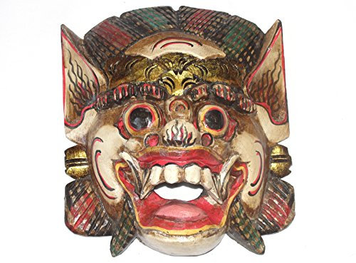 Holzmaske Barong II, 25cm Wandmaske (braun) Wandskulptur Barongmaske für die Wand Wanddeko