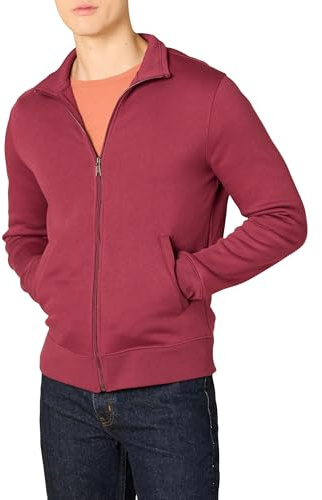 Amazon Essentials Sudadera de Forro Polar con Cremallera y Cuello Semicisne, Corte Estándar y Peso Medio Hombre, Rojo, M