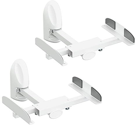 mahara Side Clamping Speaker Mounts, Mounted Surround Sound Bookshelf Audio Stands, Hifi Ceiling Rear Speaker Mount Pair, Set Of 2, White Up To 20KG