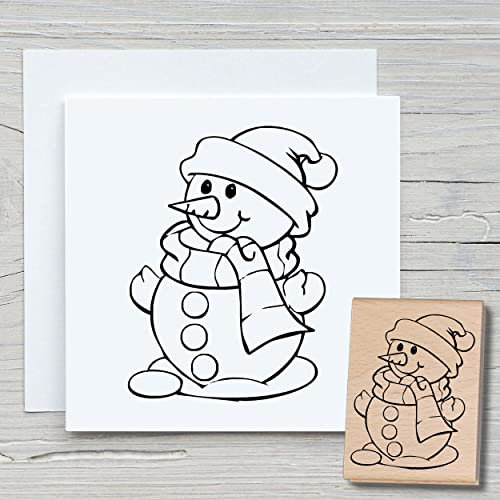 NEWSTAMPS Stempel Schneemann 02 Motivstempel aus Holz & Gummi zum Karten und Geschenke basteln, Holzstempel für Weihnachten, Weihnachtskarte, Winter, Scrapbook, Textilstempel, Deko, Freunde