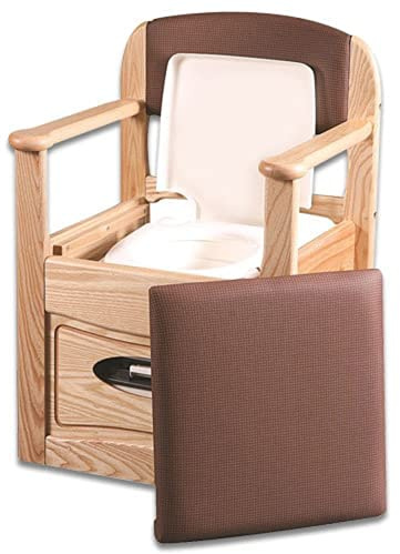 NRS Healthcare Modern Royale Flushing Commode Chair with Vinyl Seat, Large, Brown