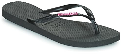 Havaianas Slim Logo Metallic, Infradito Donna, Nero/Rosa (Nero/Pink), 33/34 EU