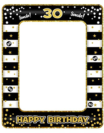 Andiker Aufblasbarer Bilderrahmen, Schwarzgold Happy Birthday Photo Booth Requisiten für Frauen Männer 30 Geburtstag Party Deko (Schwarzgold,30)