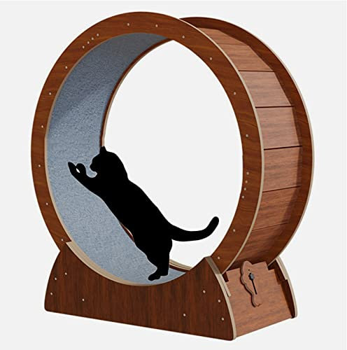 ZIMGOD Katzenlaufrad Hochleistungs-Katzen-Laufrad-Übung, Katzenlaufband - Kaffeefarbe, Stabiles Katzen-Riesenrad zum Abnehmen von Katzen, Haustierspielzeug im Hamsterrad-Stil (Size : 100cm/39.4)