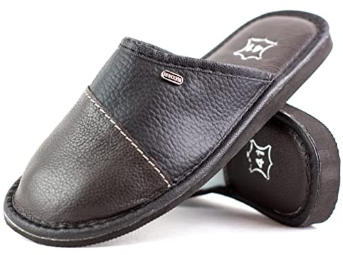 HEYO Pantoufles en cuir véritable pour homme