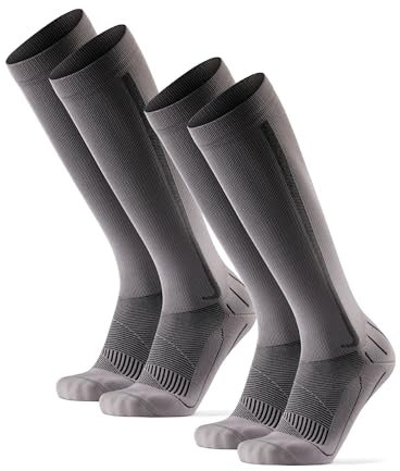 DANISH ENDURANCE Calze Compressione Graduata Uomo Donna 21-26 mmhg, Recupero, Viaggi, Sport, 2 Paia, Grigio/Nero, 39-42