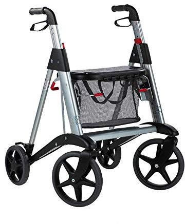 Faltbarer Rollator-Walker für ältere Menschen mit Sitzeinkaufswagen Einkaufskorb, Leichter 4-Rollen-Gehhilfe-Walker mit verstellbarer Höhe