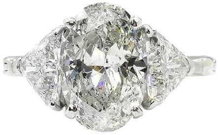 HEARTS AND YOU Trilogie-Ring mit ovalen Schliff, künstlicher Diamant, Zirkonia, Weißgold, Trillionen-Akzente, stilvoll, Nicht-Edelmetall, Zirkonia
